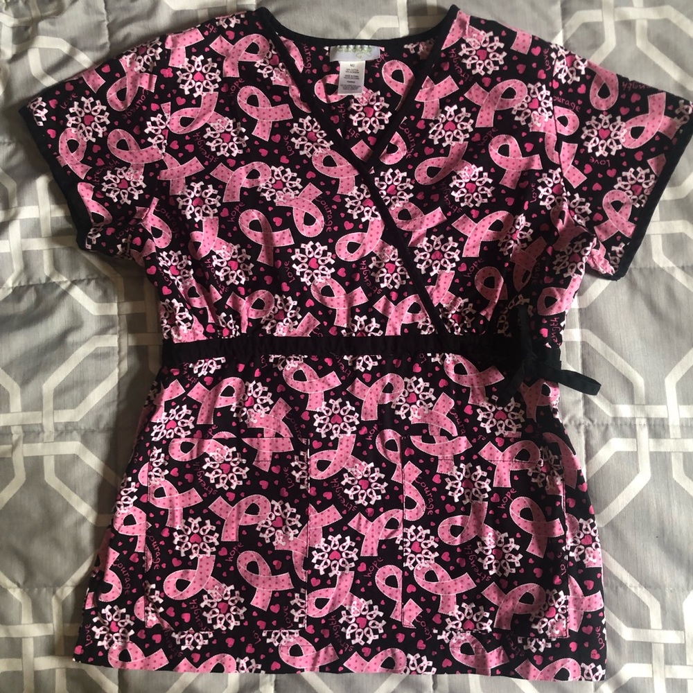 EUC Scrubology Breast Cancer Awareness Scrub Top